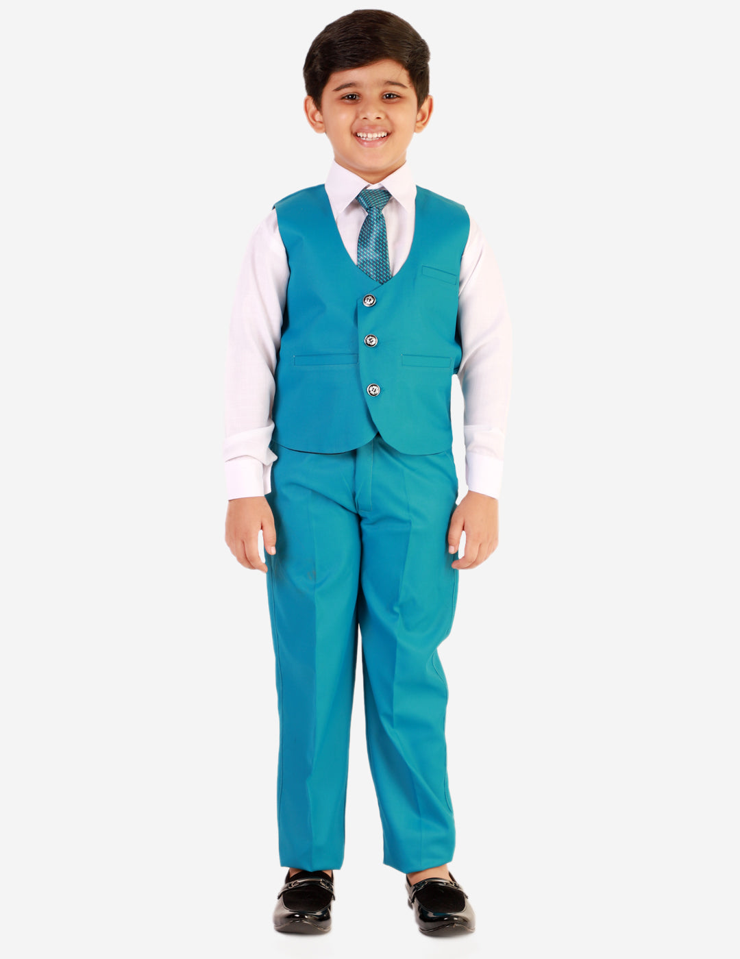 Pro Ethic Three Piece Suit For Boys Cotton Turquoise Floral Print T-121