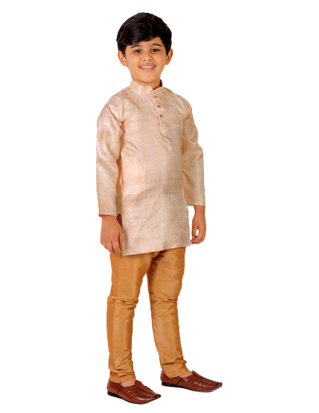 Pro Ethic Boys Kurta Pajama Set Silk Emblished Design Cream (S-170)