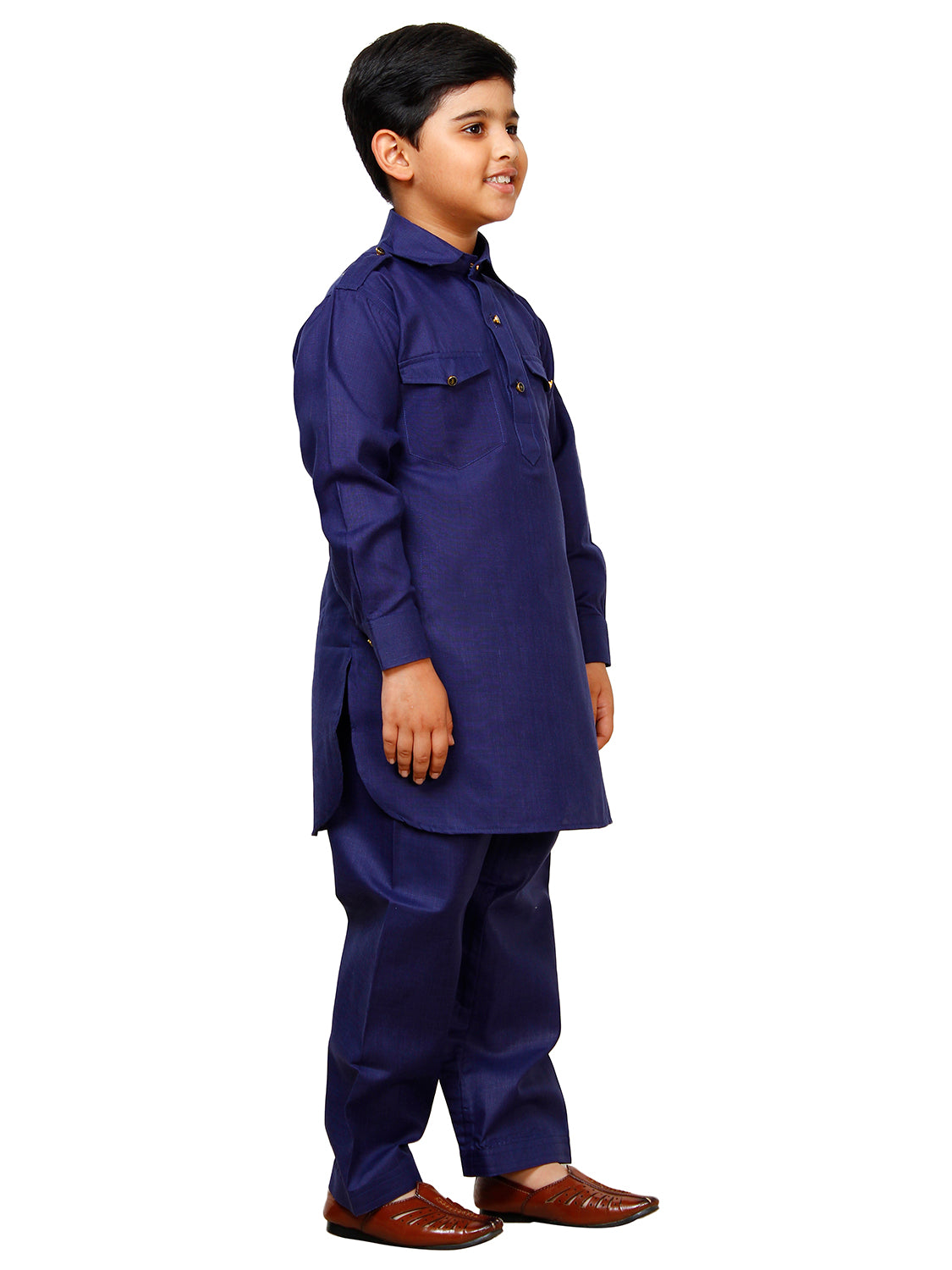 Pro Ethic Pathani Kurta Pajama For Boys Cotton Navy Blue (S-216)