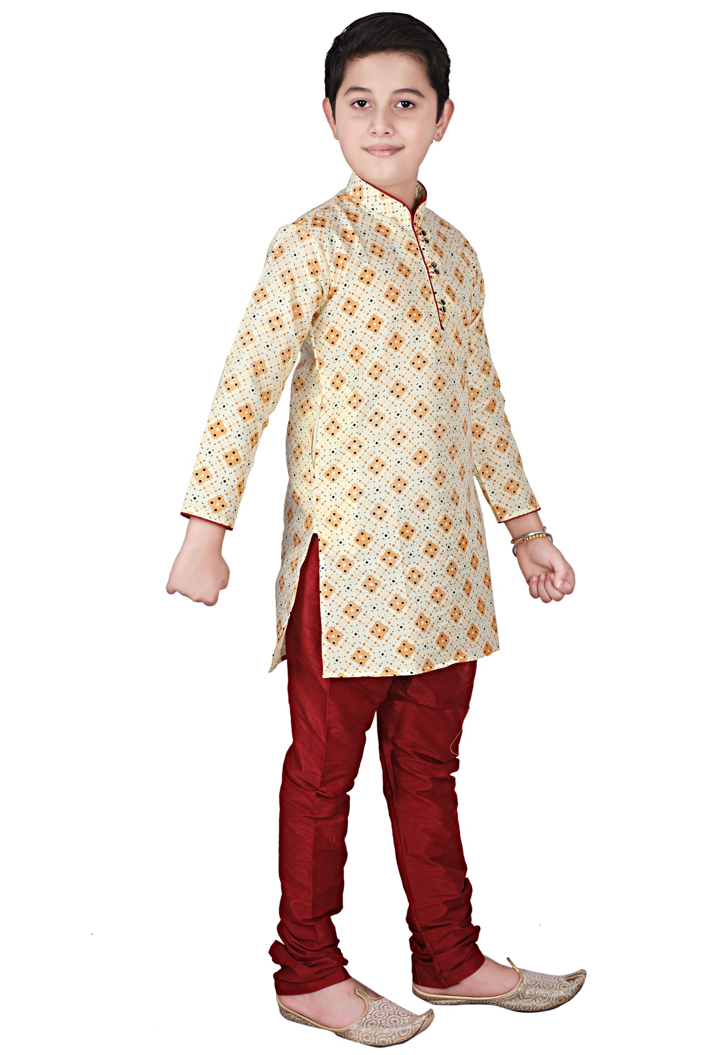 Pro Ethic Kids Kurta Pajama Set Silk Lemon s-149