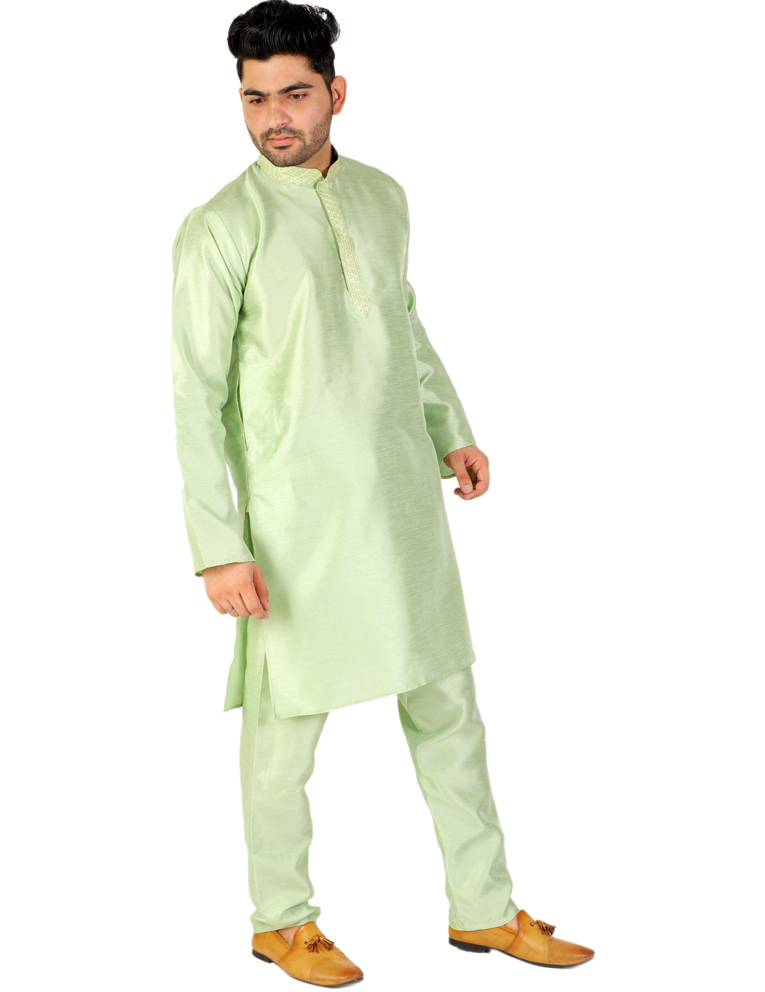 Pro Ethic Green Men's Kurta Pajama Set Silk (A-104)