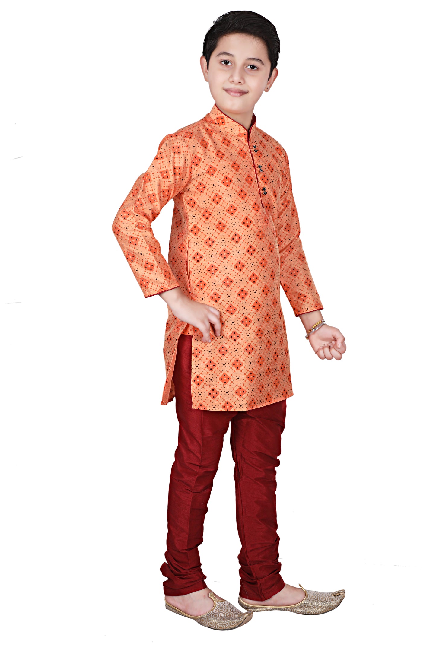 Pro Ethic Kids Kurta Pajama Set Silk Orange s-149