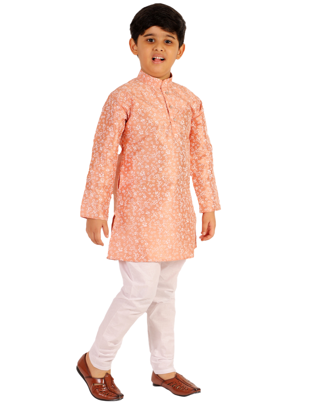 Pro Ethic Boys Kurta Pajama Set Cotton Solid Design Orange (S-171)