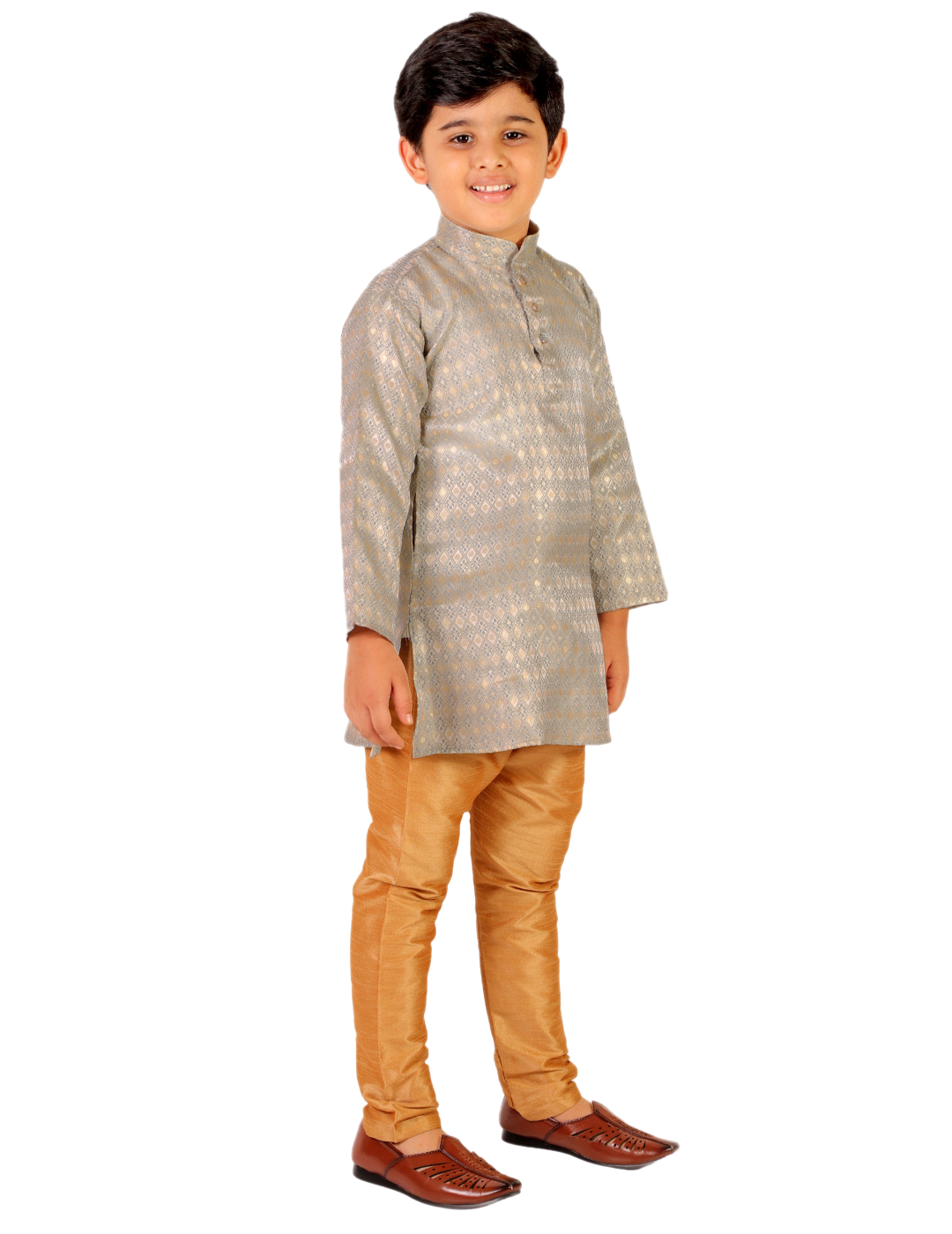 Pro Ethic Boys Kurta Pajama Set Silk Emblished Design Grey (S-170)