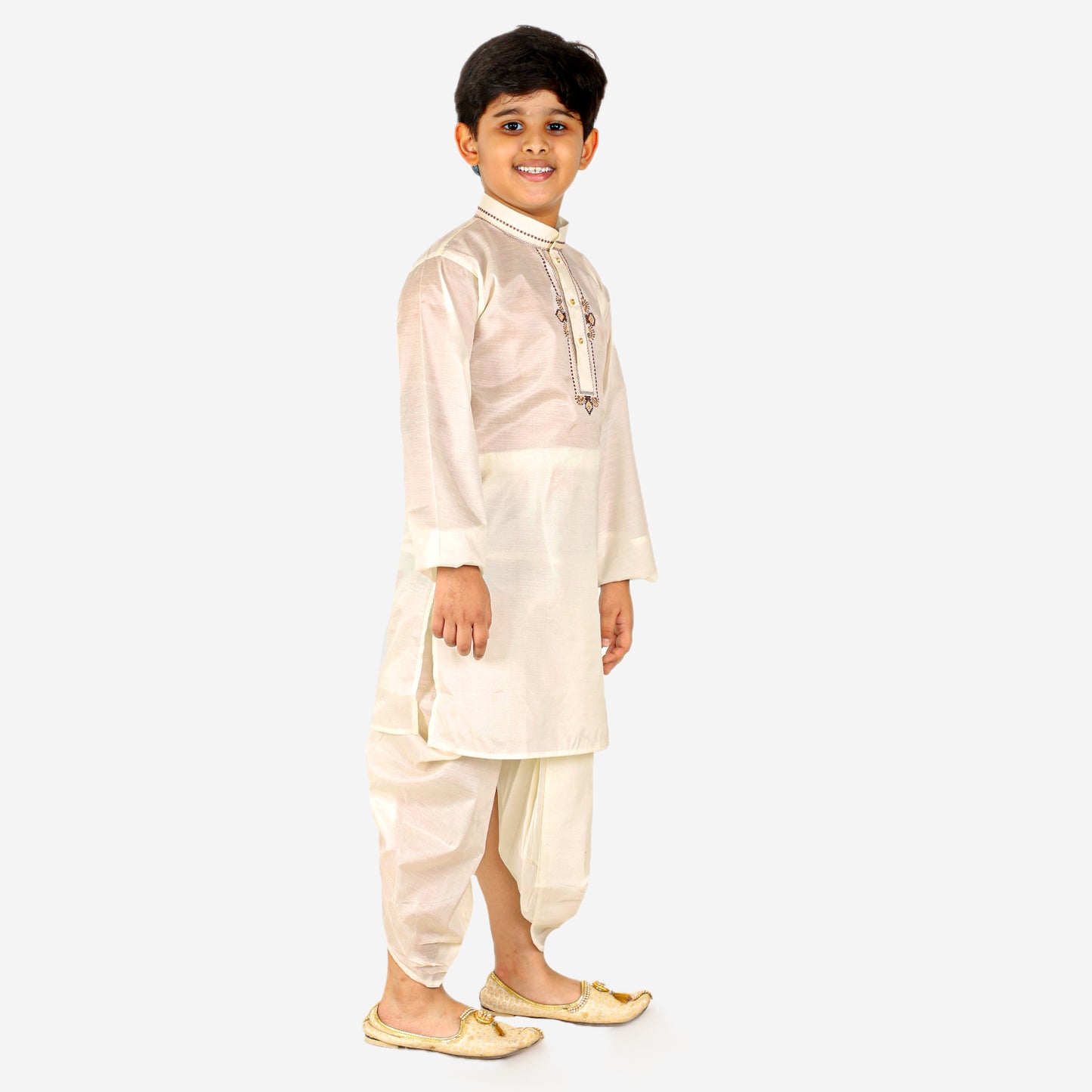 Pro Ethic Dhoti Kurta For Boys Silk Embroidery Cream (S-208)