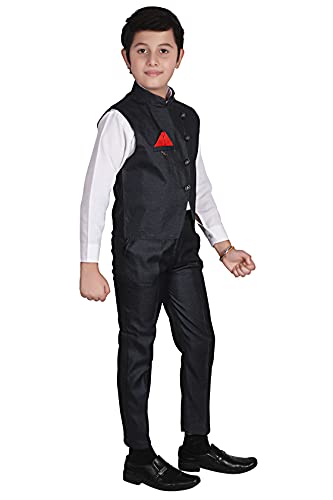 Pro Ethic Three Piece Suit For Boys Cotton Navy Blue Floral Print T-119