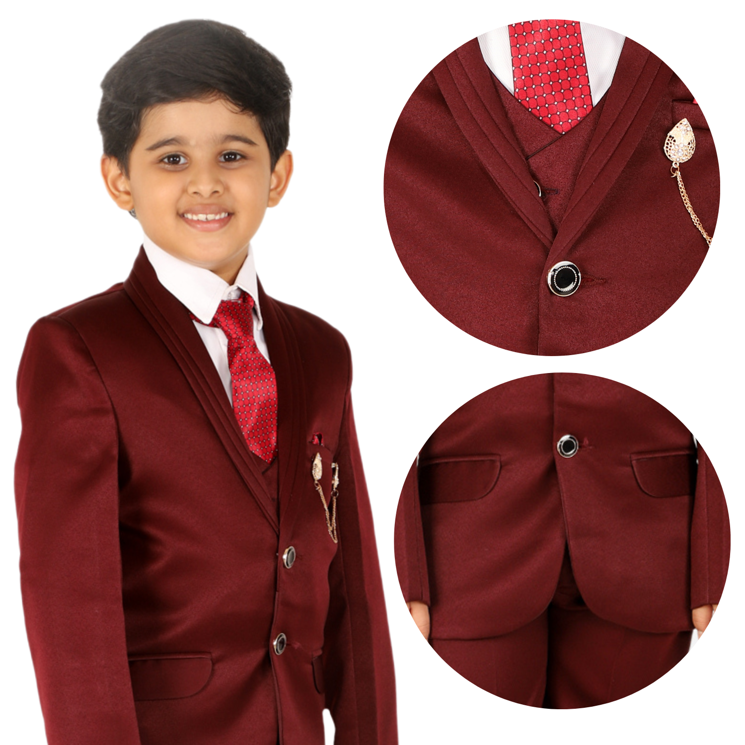 Pro Ethic Five Piece Suit For Boys Maroon T-128