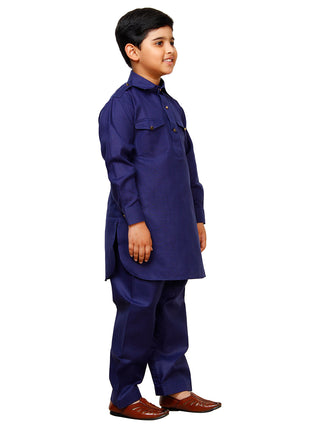 Pro Ethic Father Son Same Dress Kurta Pajama Set Cotton Navy Blue B-116