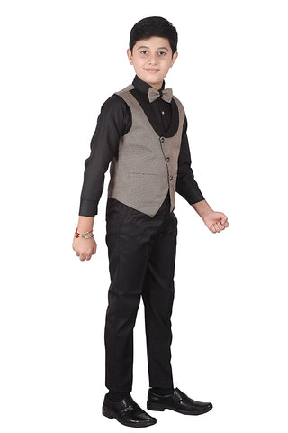 Pro Ethic Three Piece Suit For Boys Cotton Beige Floral Print T-120