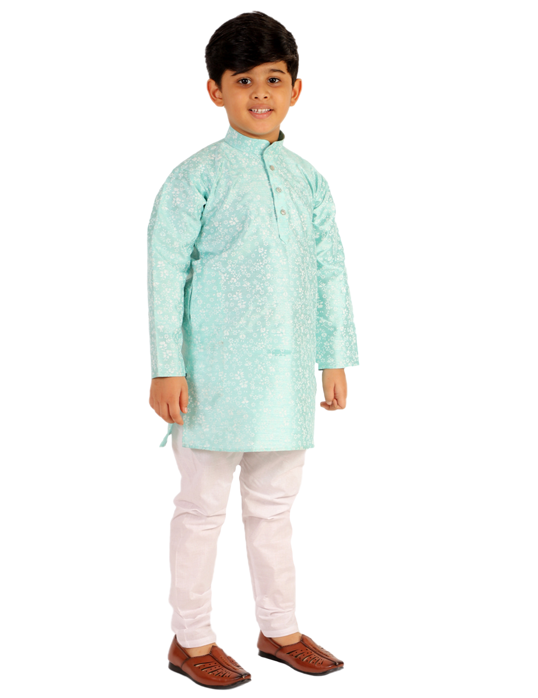 Pro Ethic Boys Kurta Pajama Set Cotton Solid Design Turquoise (S-171)