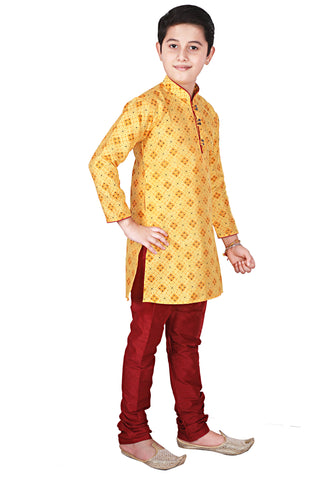 Pro Ethic Kids Kurta Pajama Set Silk Yellow s-149