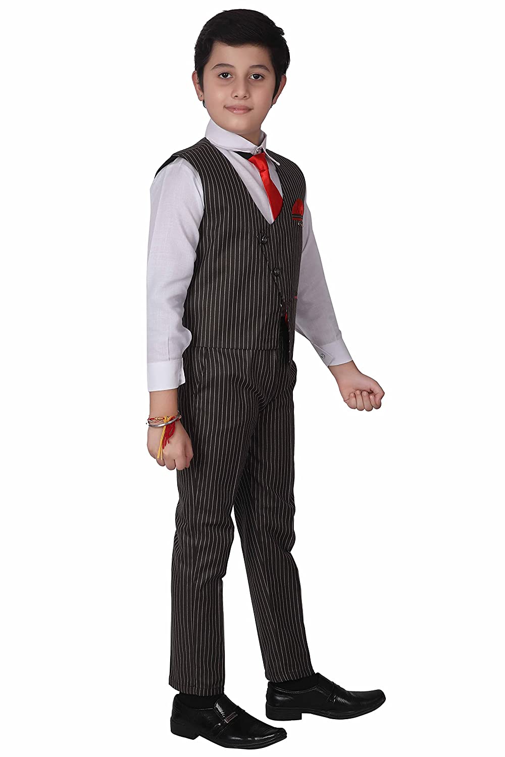 Pro Ethic Three Piece Suit For Boys Cotton Maroon Floral Print T-118