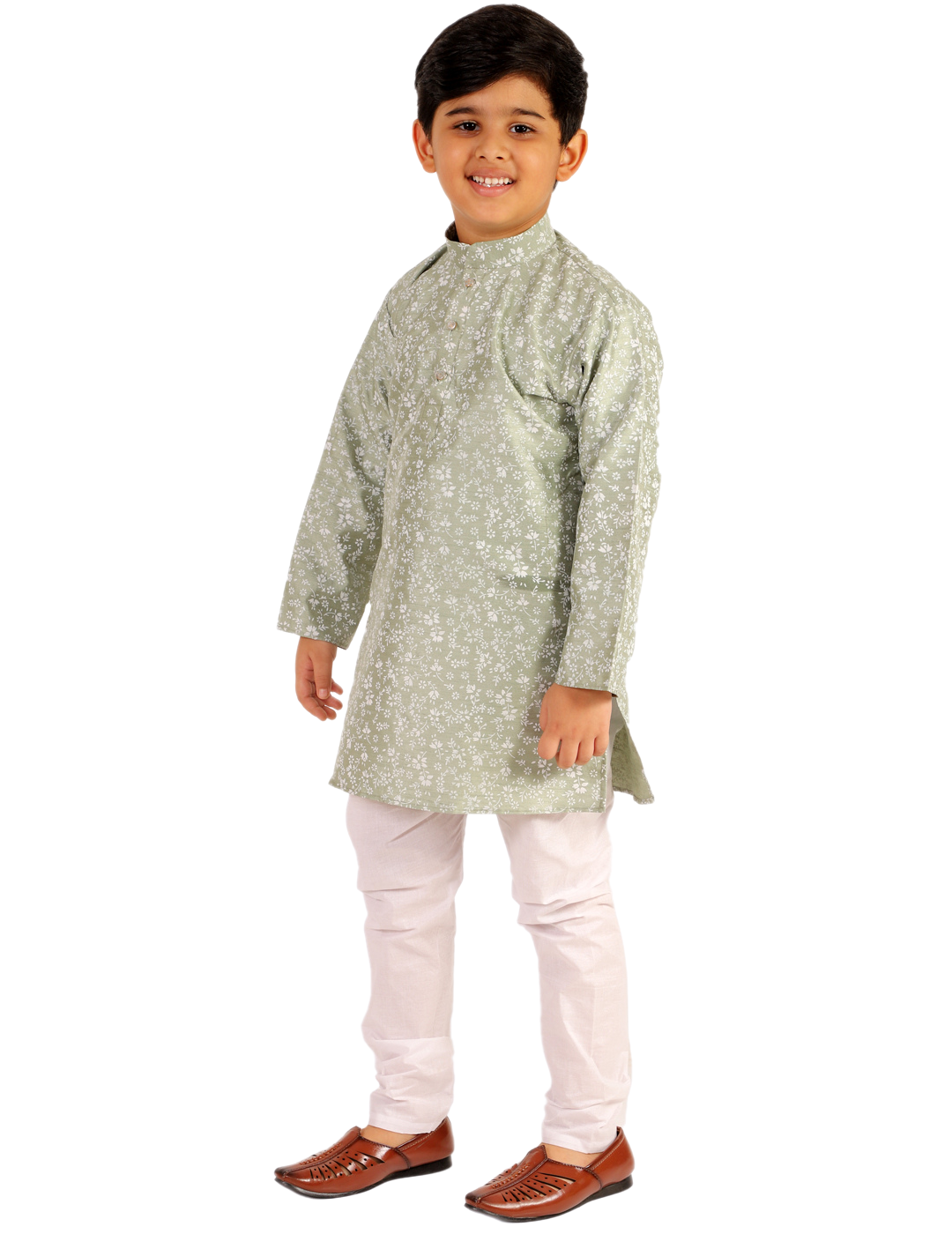 Pro Ethic Boys Kurta Pajama Set Cotton Solid Design Green (S-171)