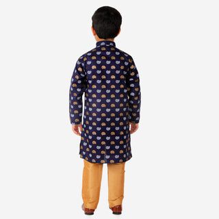 Pro Ethic Kurta Pajama For Boys 1 To 16 Years | Cotton | Floral Print | Navy Blue (S-204)
