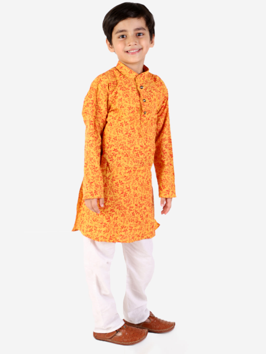 Pro Ethic Boys Yellow Kurta Pajama Floral Printed (S-158)