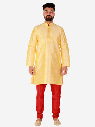 Pro Ethic Yellow Men's Kurta Pajama Silk Self Design (B-101)