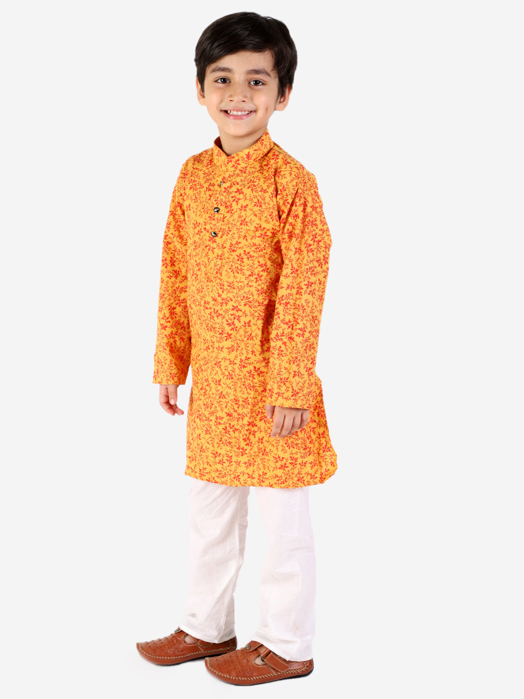 Pro Ethic Boys Yellow Kurta Pajama Floral Printed (S-158)