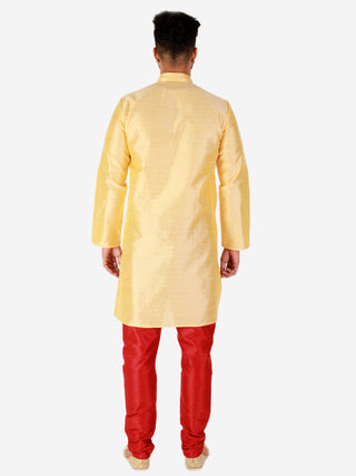 Pro Ethic Yellow Men's Kurta Pajama Silk Self Design (B-101)