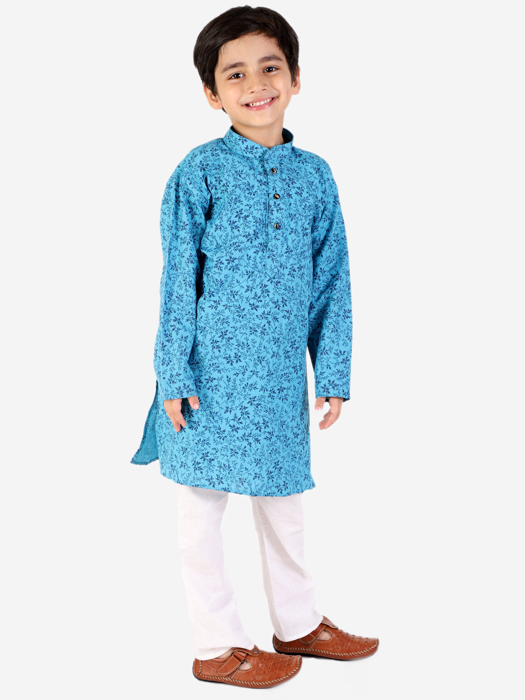 Pro Ethic Boys Blue Kurta Pajama Floral Printed (S-158)