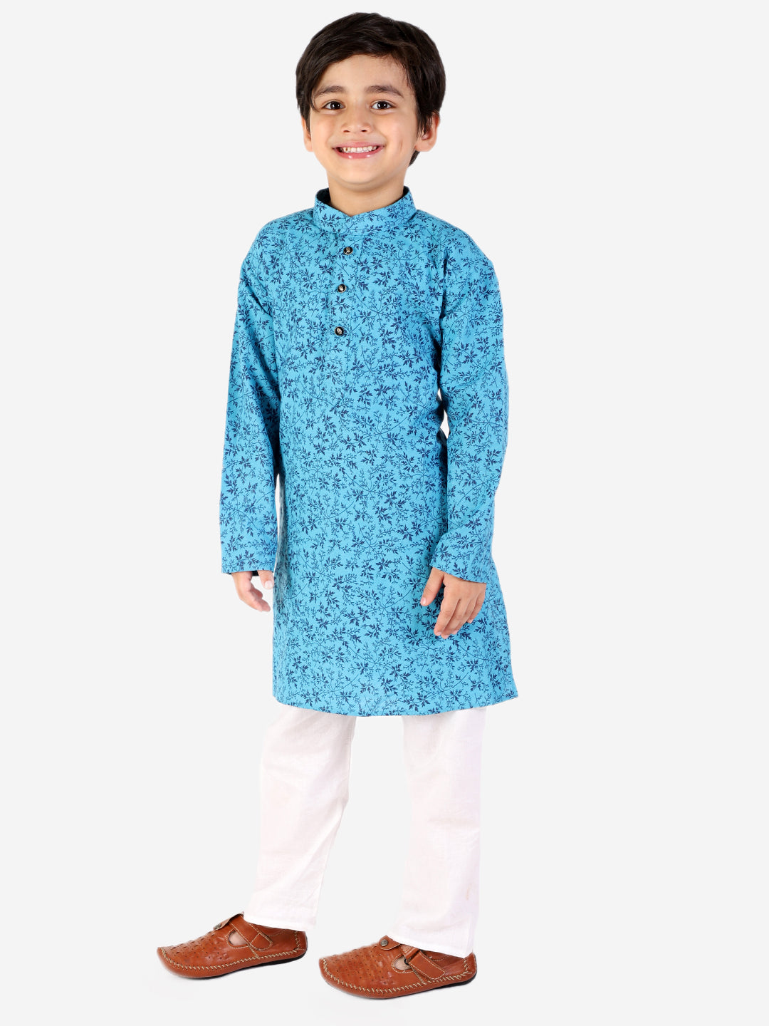 Pro Ethic Boys Blue Kurta Pajama Floral Printed (S-158)