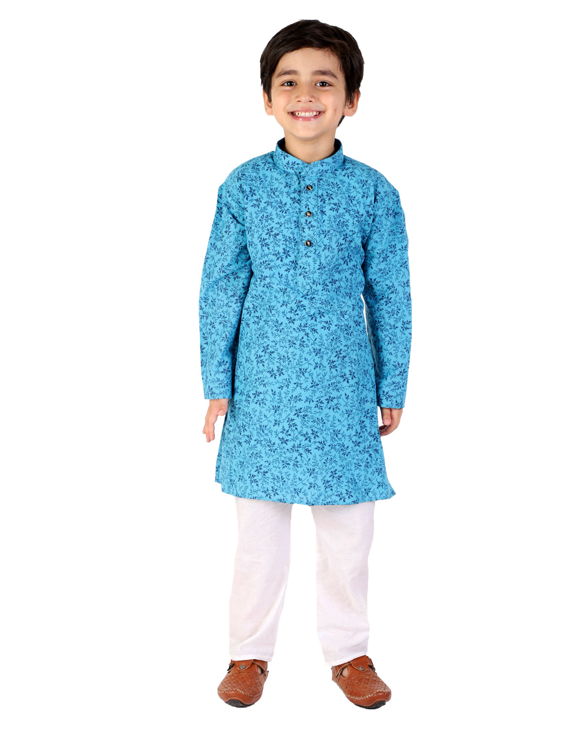 Pro Ethic Boys Blue Kurta Pajama Floral Printed (S-158)