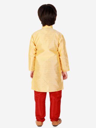 Pro Ethic Silk Kurta Pajama For Boys Yellow Self design S-156