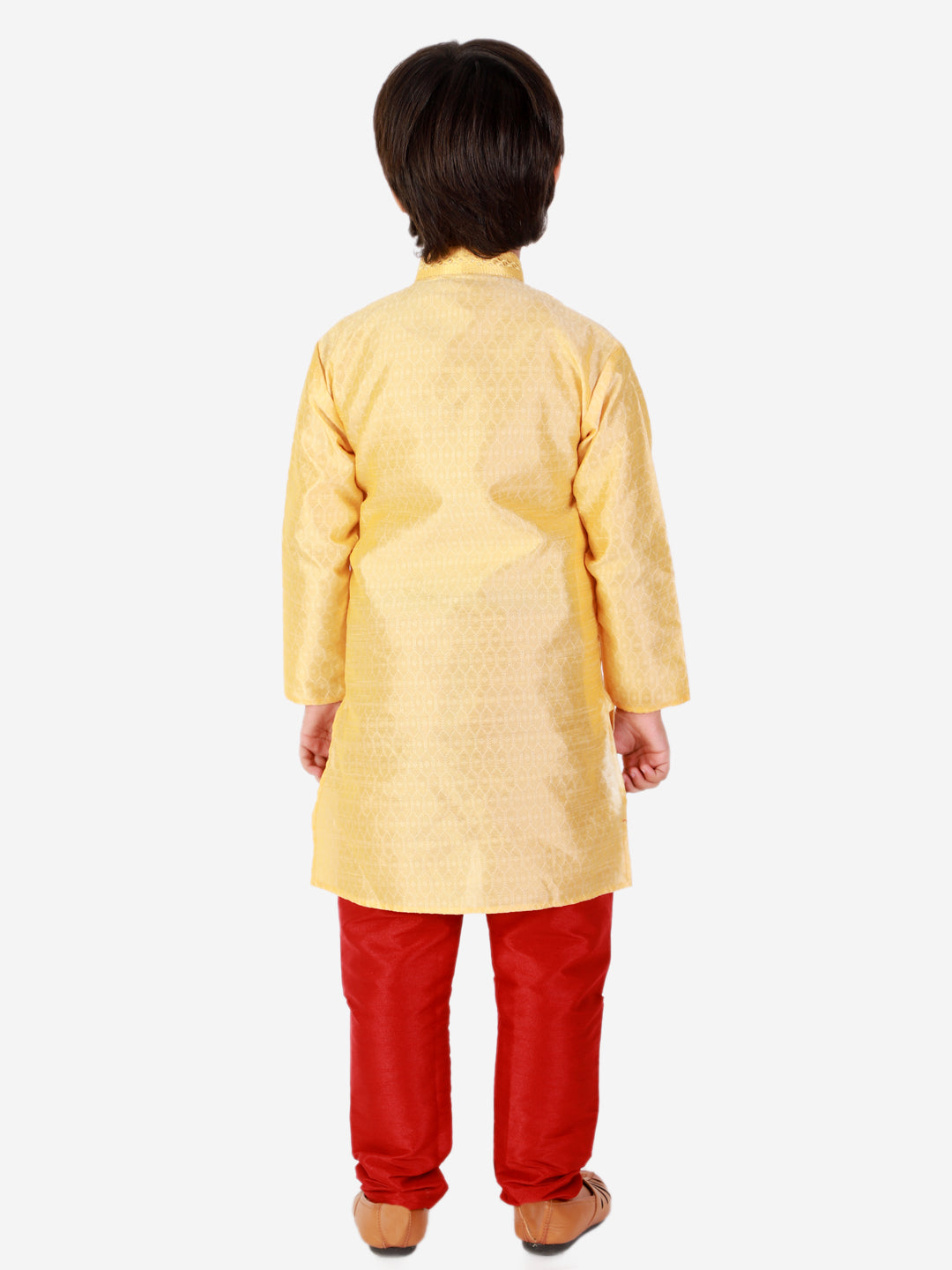 Pro Ethic Silk Kurta Pajama For Boys Yellow Self design S-156