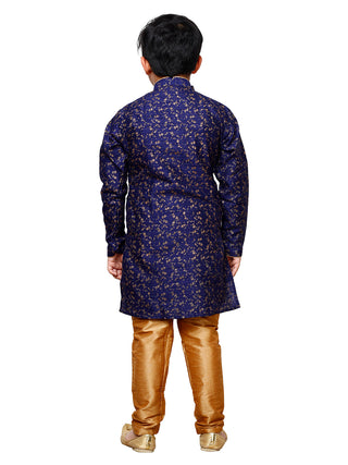 Pro Ethic Kurta Pajama For Boys Silk Floral Navy Blue (S-215)