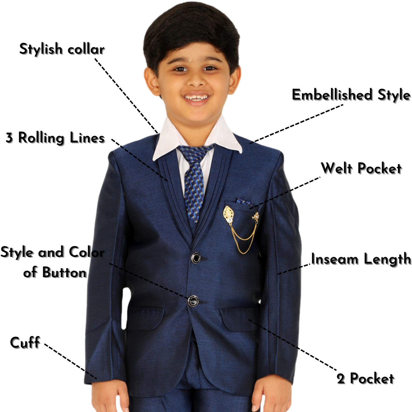 Pro Ethic Five Piece Suit For Boys Navy Blue T-126