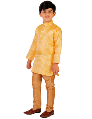 Pro Ethic Boys Kurta Pajama Set Cotton Solid Design Yellow (S-171)