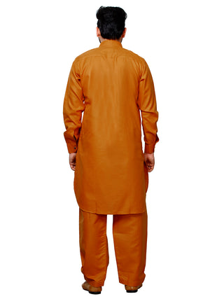 Pro Ethic Men's Pathani Kurta pajama set - Solid | Cotton | Mustard | (A-116)