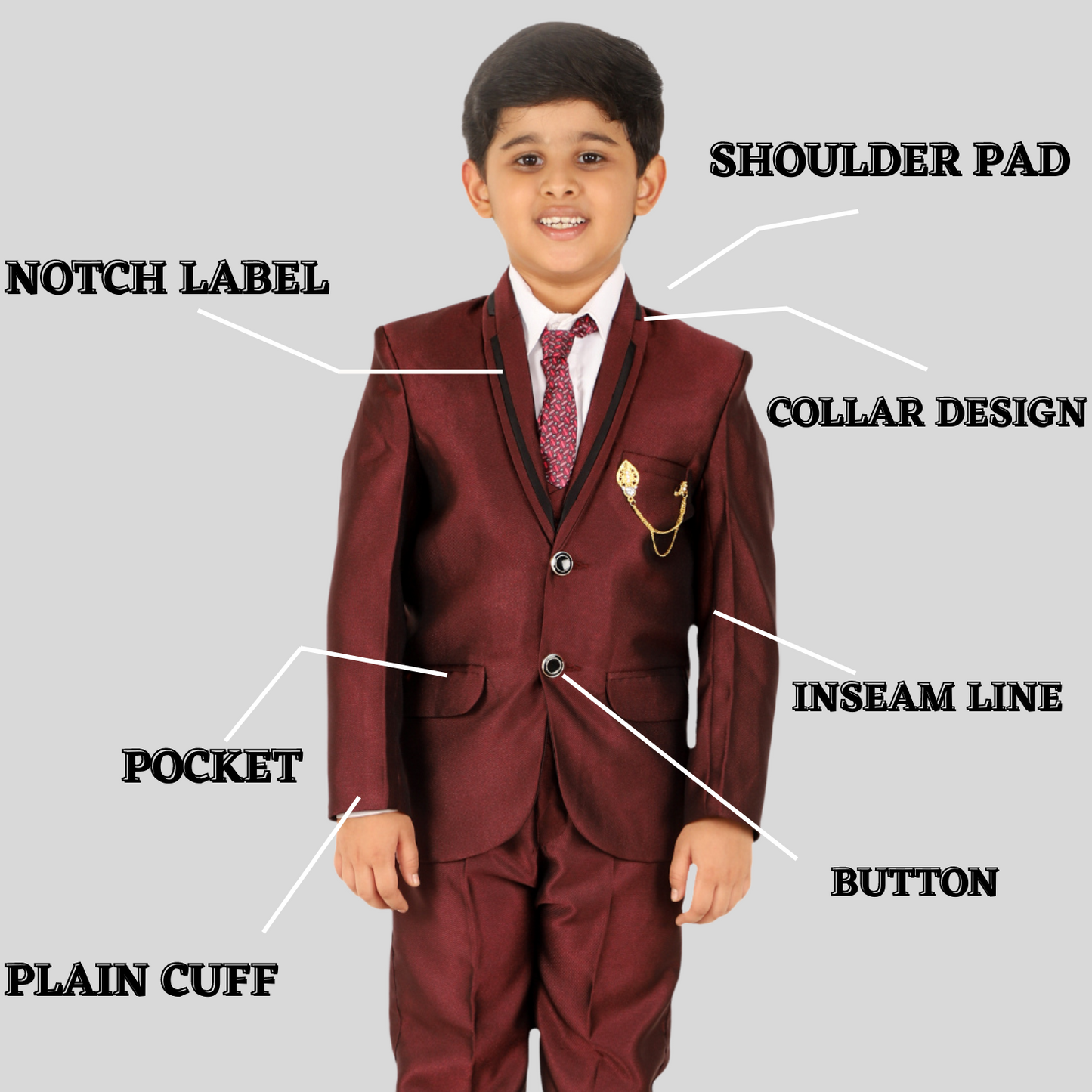 Pro Ethic Five Piece Suit For Boys Maroon T-127