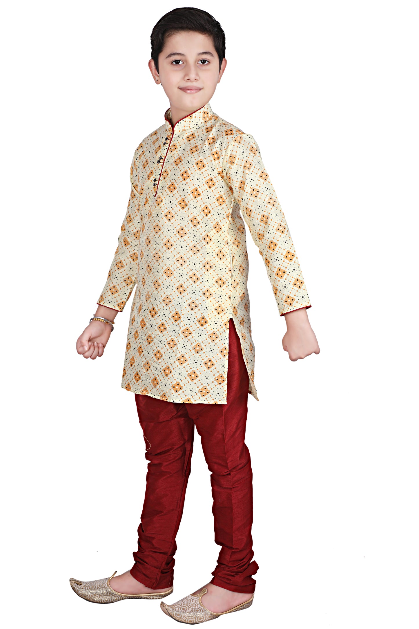 Pro Ethic Kids Kurta Pajama Set Silk Lemon s-149