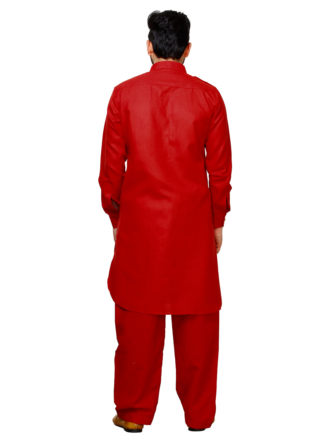 Pro Ethic Men's Pathani Kurta pajama set - Solid | Cotton | Red | (A-116)