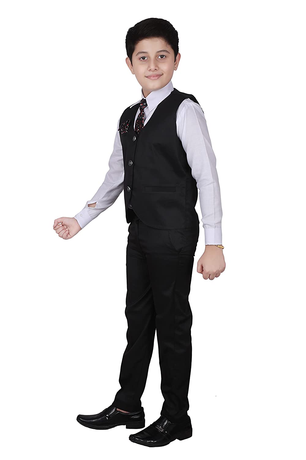 Pro Ethic Three Piece Suit For Boys Cotton Black Floral Print T-121