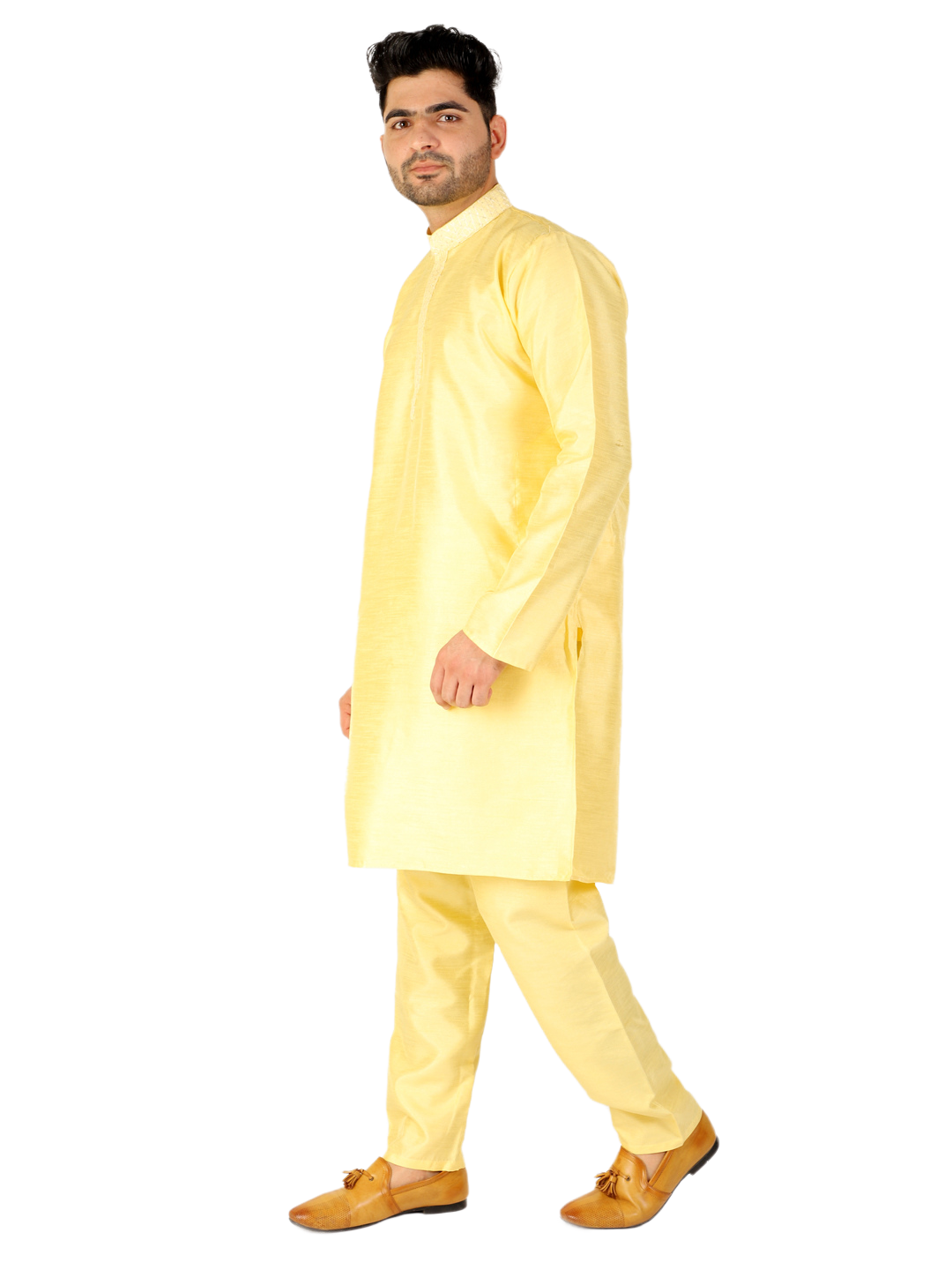 Pro Ethic Lemon Men's Kurta Pajama Set Silk (A-104)