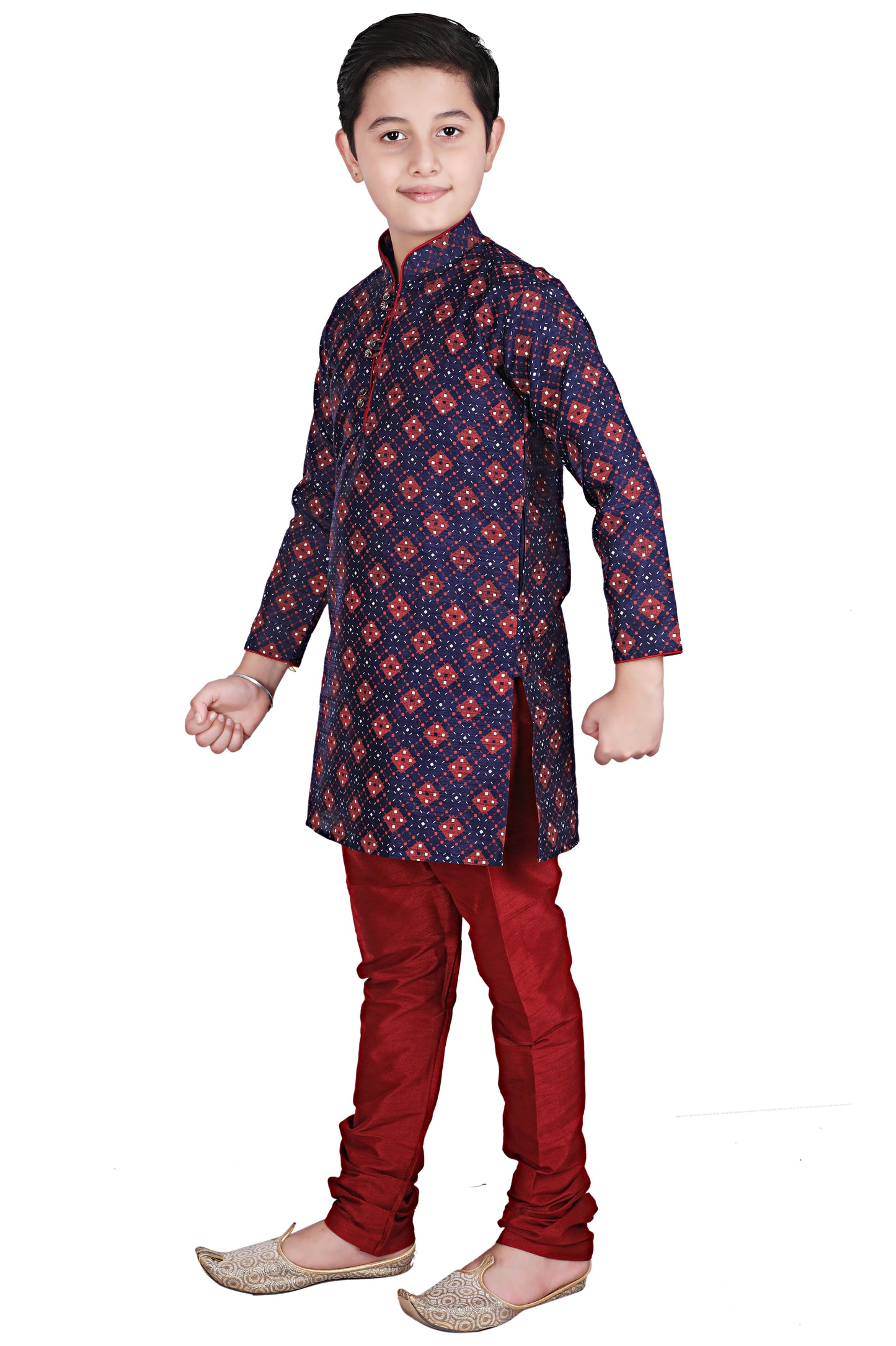 Pro Ethic Kids Kurta Pajama Set Silk Navy Blue s-149