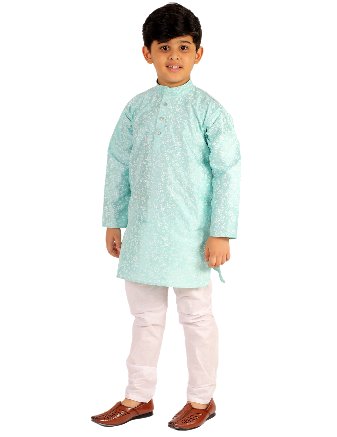 Pro Ethic Boys Kurta Pajama Set Cotton Solid Design Turquoise (S-171)