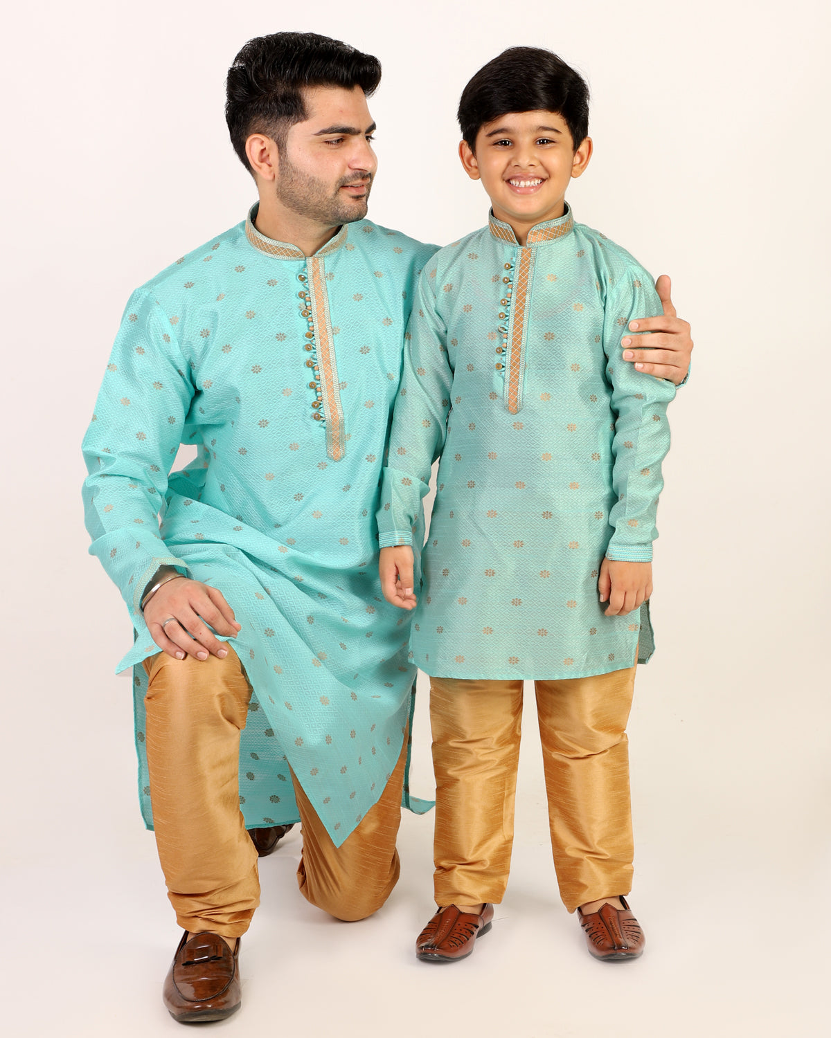 Father Son Kurta Pajama Same Dress Ethnic Wear Sky Blue