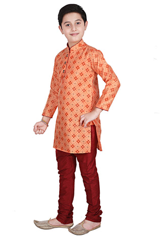 Pro Ethic Kids Kurta Pajama Set Silk Orange s-149