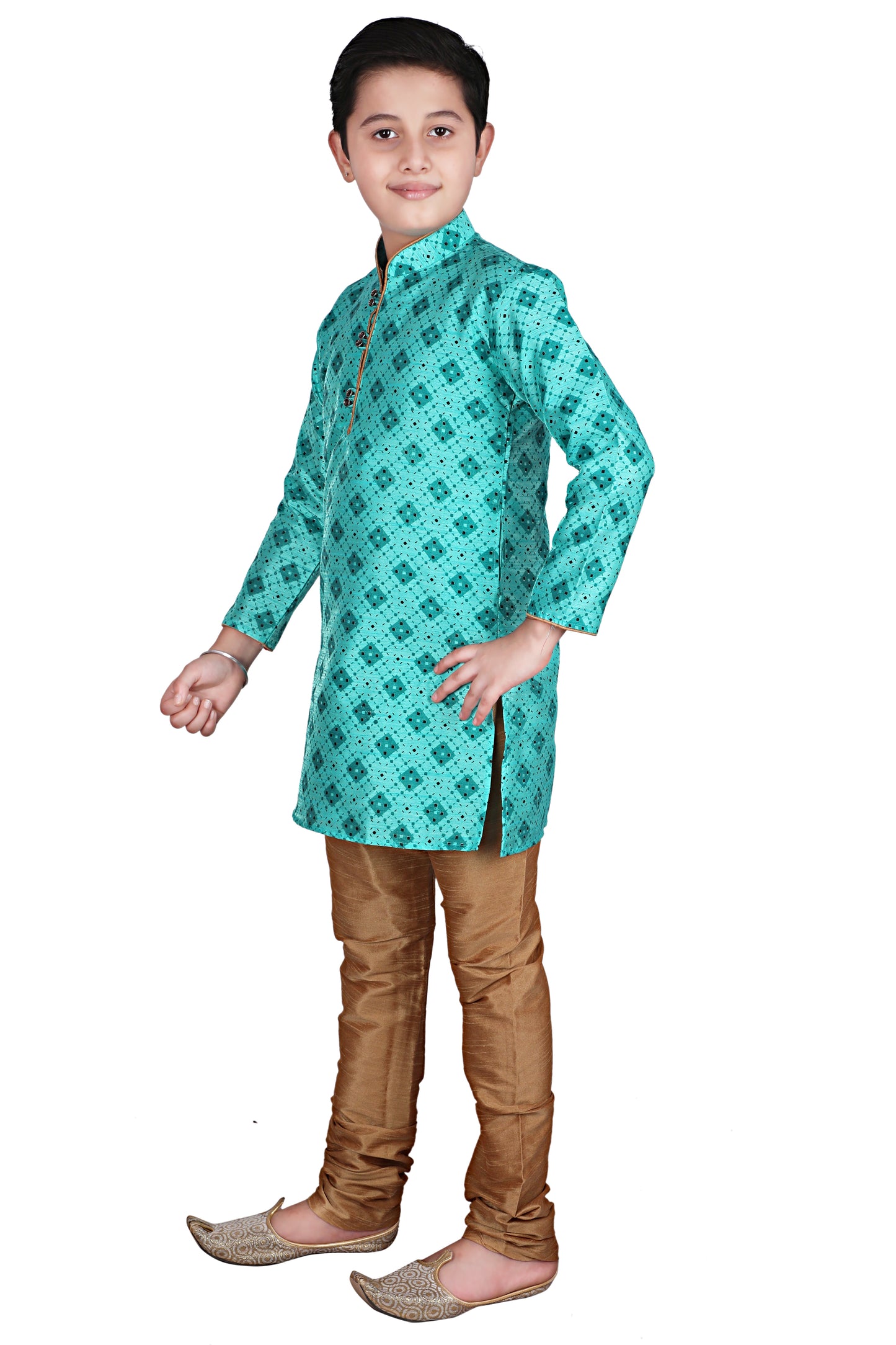 Pro Ethic Kids Kurta Pajama Set Silk Green s-149