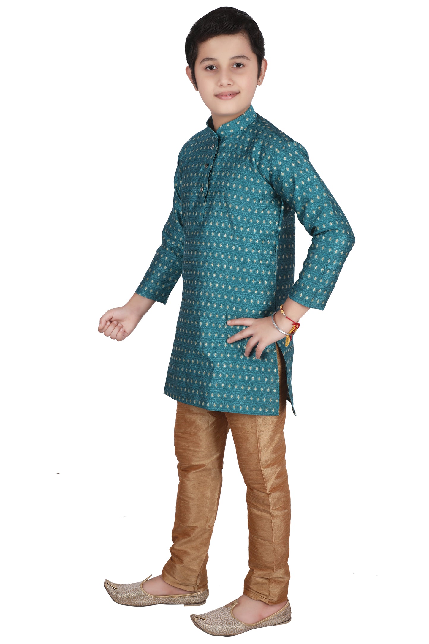 Pro Ethic Kids Kurta Pajama Set Silk Turquoise s-146