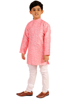 Pro Ethic Boys Kurta Pajama Set Cotton Solid Pink (S-171)