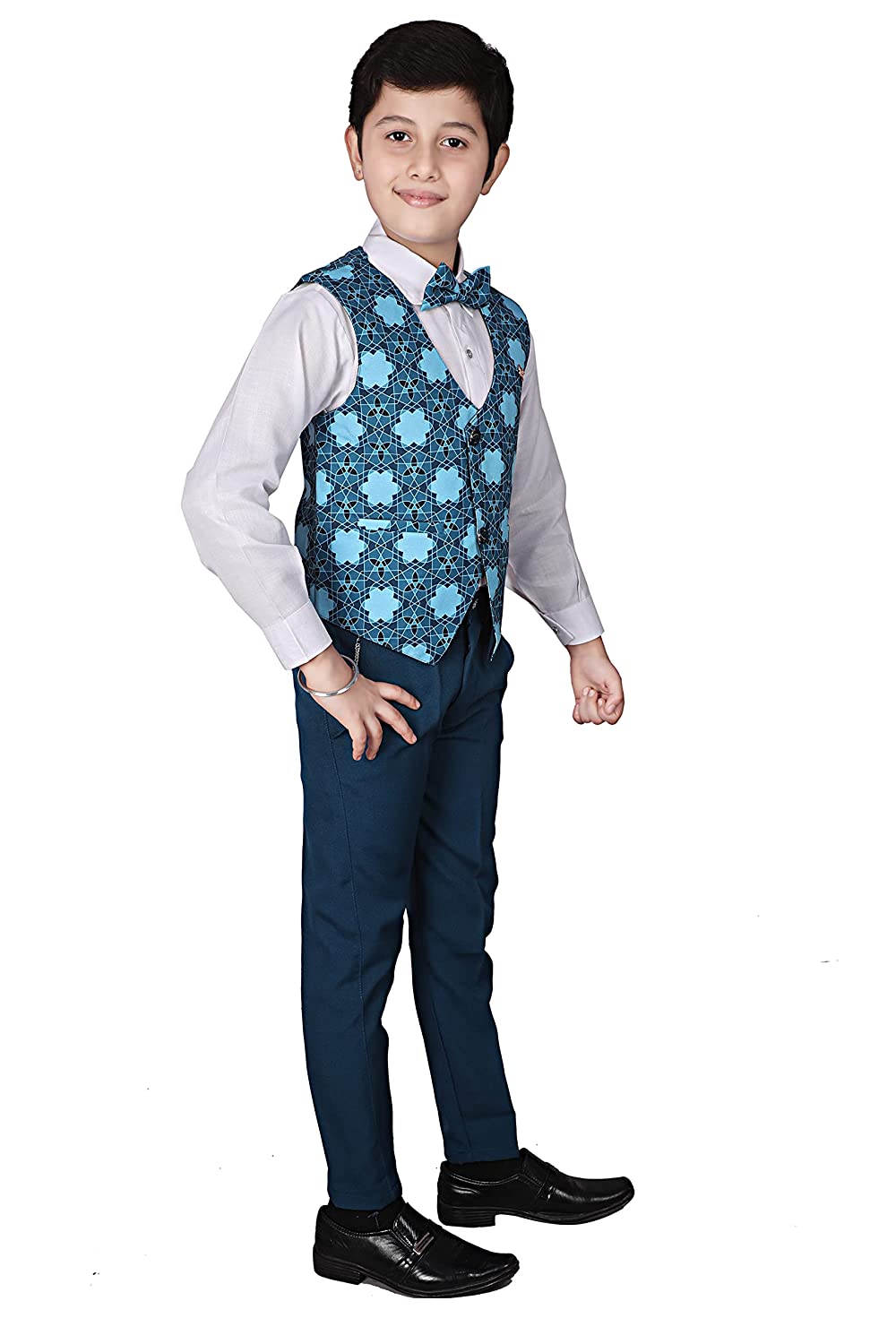 Pro Ethic Three Piece Suit For Boys Cotton Blue Checked Pattern T-116