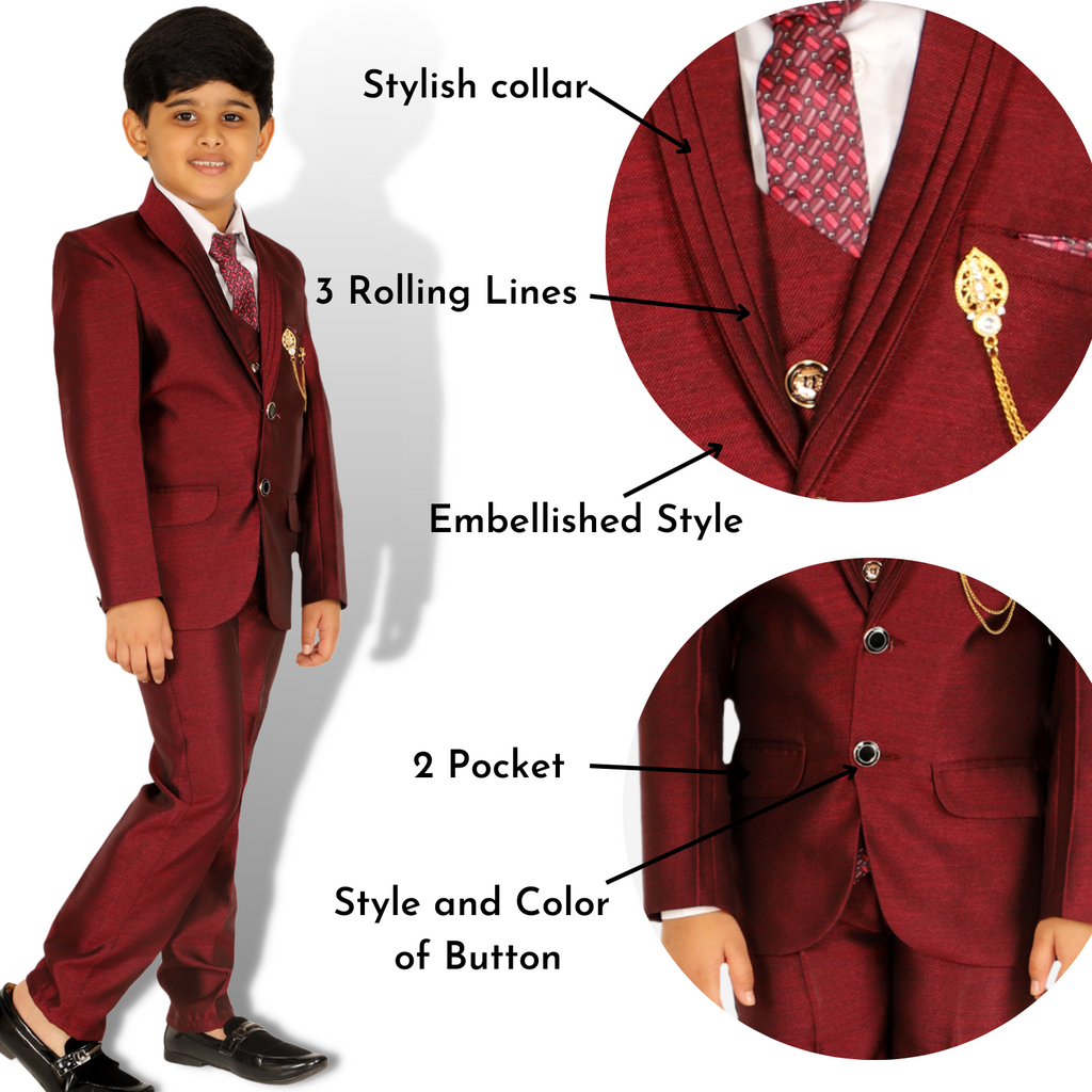 Pro Ethic Five Piece Suit For Boys Maroon T-126