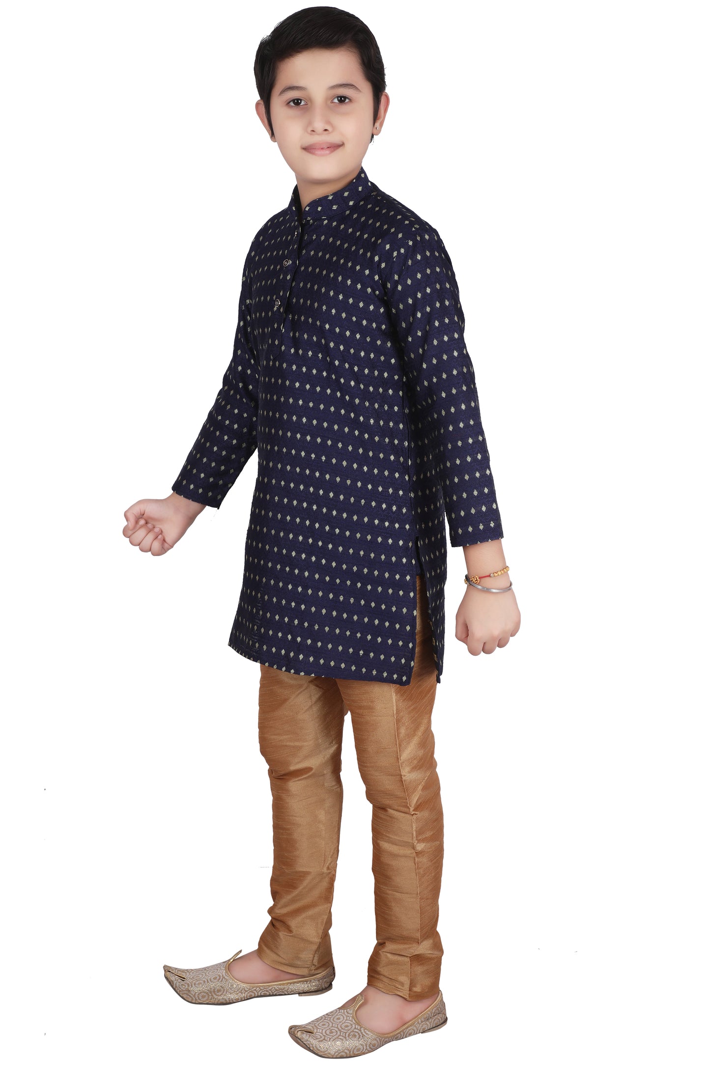 Pro Ethic Kids Kurta Pajama Set Silk Dblue s-146