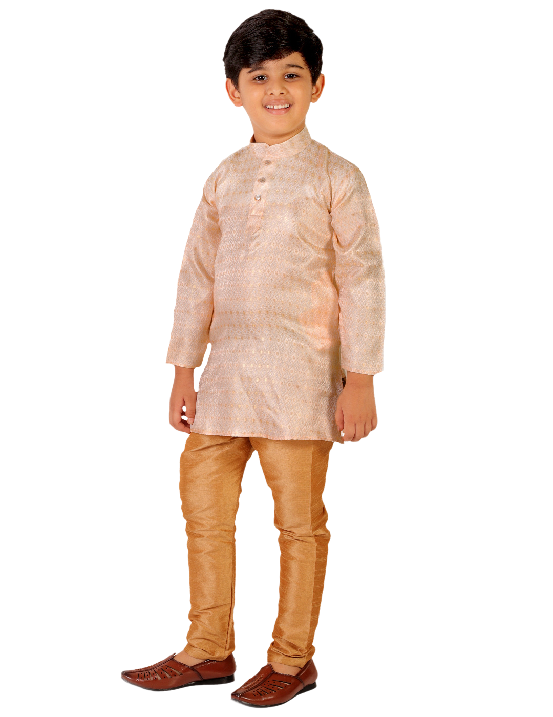 Pro Ethic Boys Kurta Pajama Set Silk Emblished Design Cream (S-170)