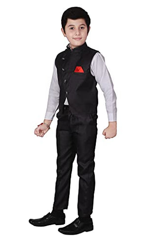 Pro Ethic Three Piece Suit For Boys Cotton Black Floral Print T-119