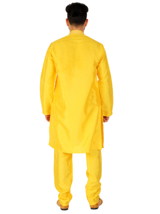 Pro Ethic Men's Kurta Pajama Set Silk - Yellow (A-104)