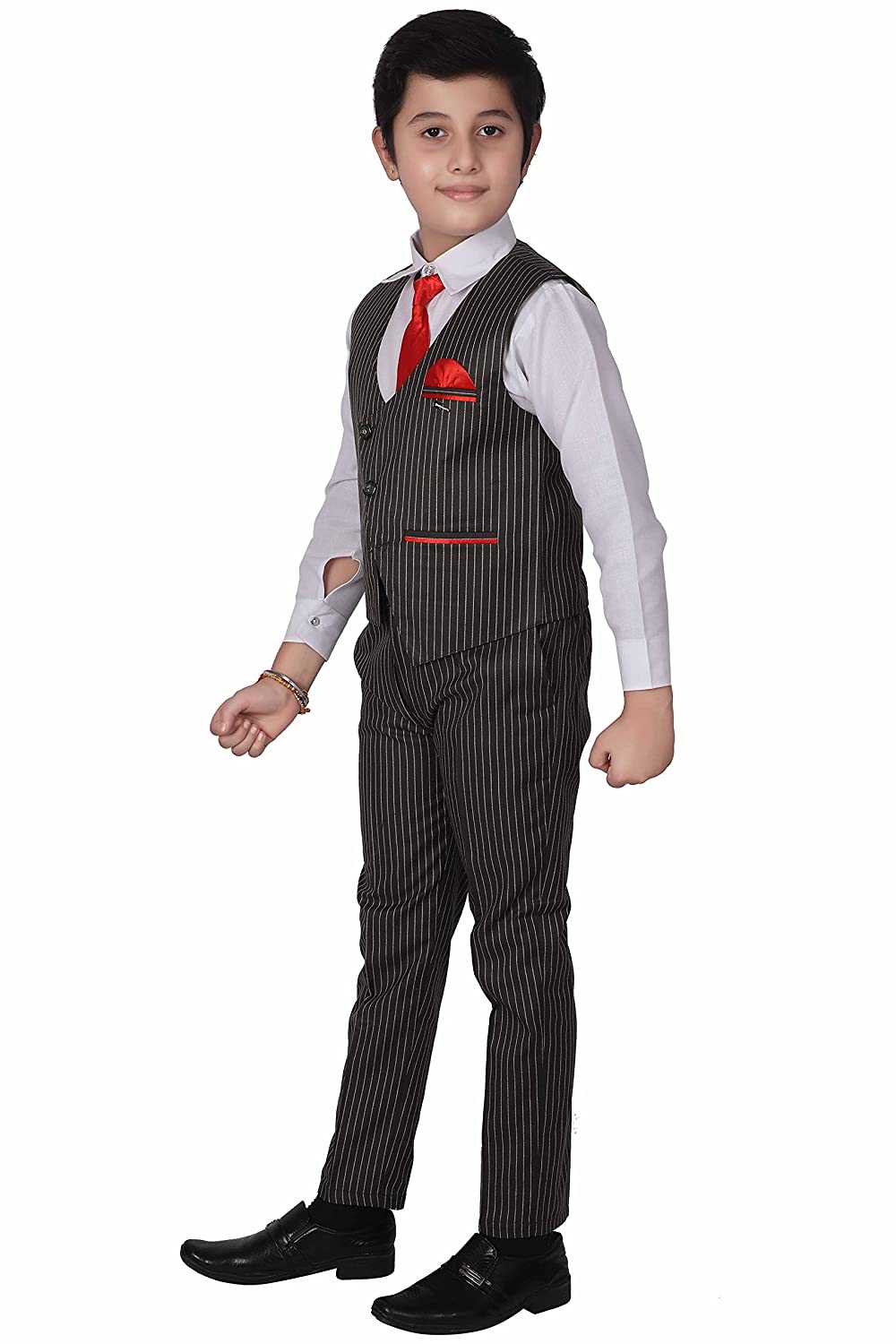 Pro Ethic Three Piece Suit For Boys Cotton Maroon Floral Print T-118